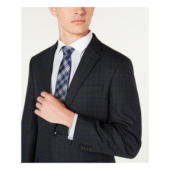 TOMMY HILFIGER Mens Navy Single Breasted Wool Blend Suit Jacket 46R - Picture 3 of 4